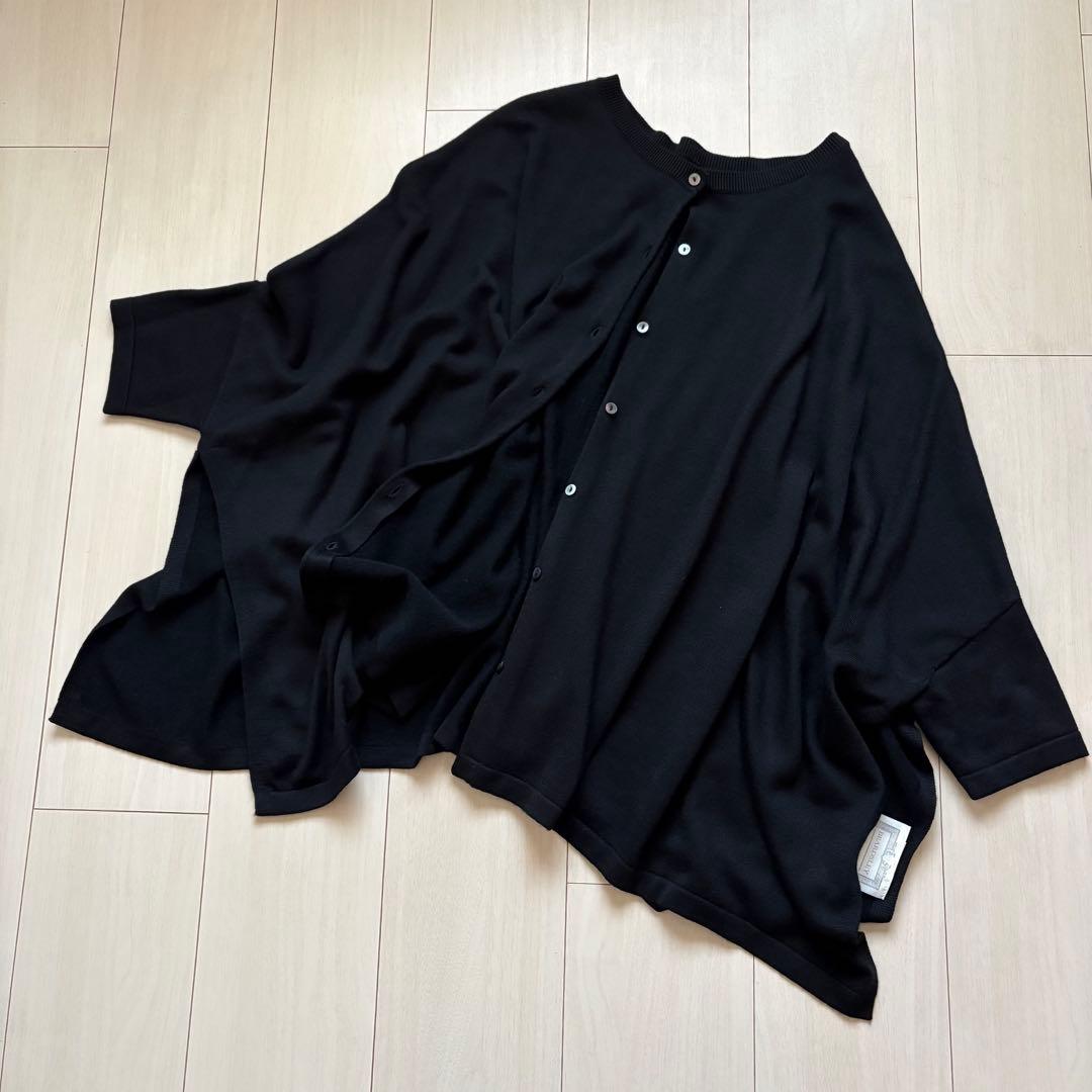 【美品】ビアズリー シルク ウール ヒラヒラカーディガン 2way ブラック F