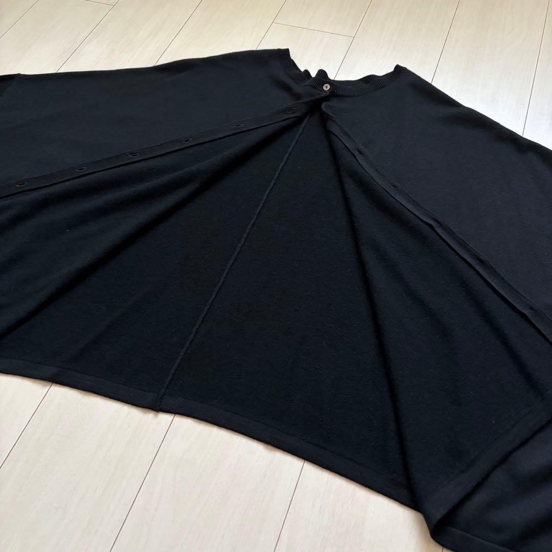 【美品】ビアズリー シルク ウール ヒラヒラカーディガン 2way ブラック F