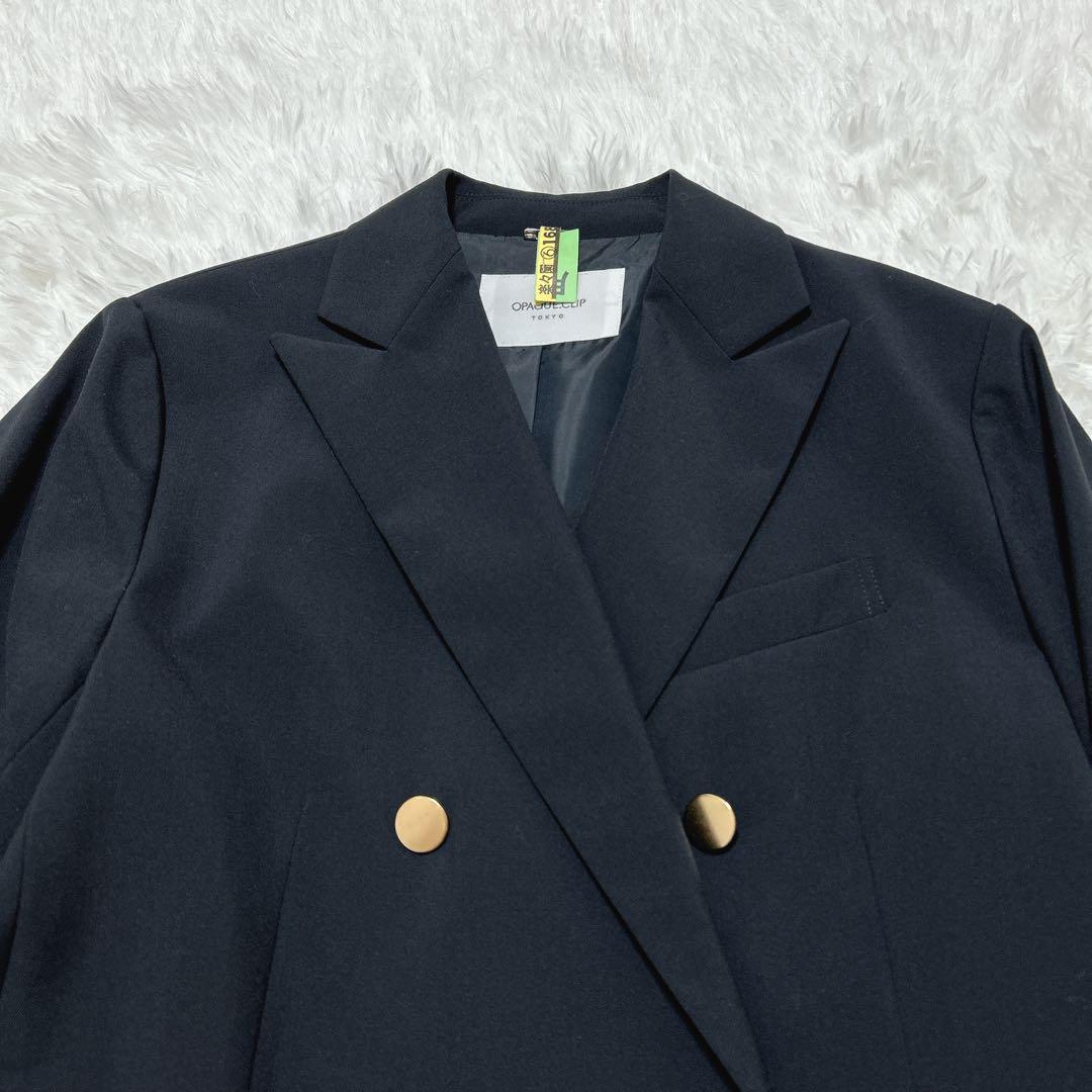 極美品✨オペークドットクリップ　ウールMIX ネイビー　ジャケット　紺ブレ