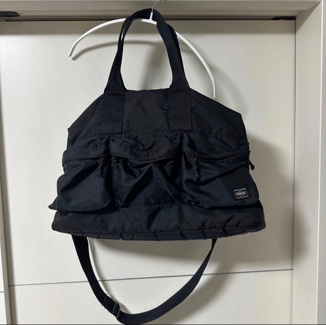 PORTER ブラック ボストンバッグ ショルダー付き