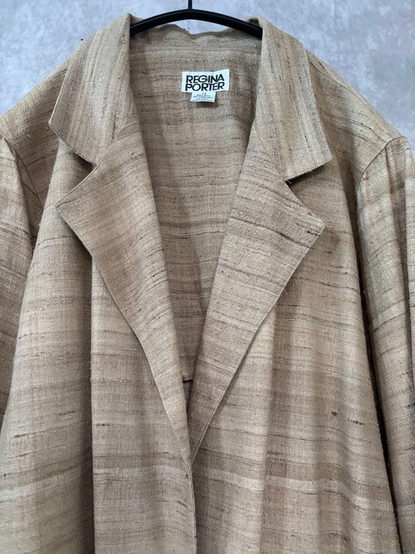 vintage used シルク　ベージュ ロングコート