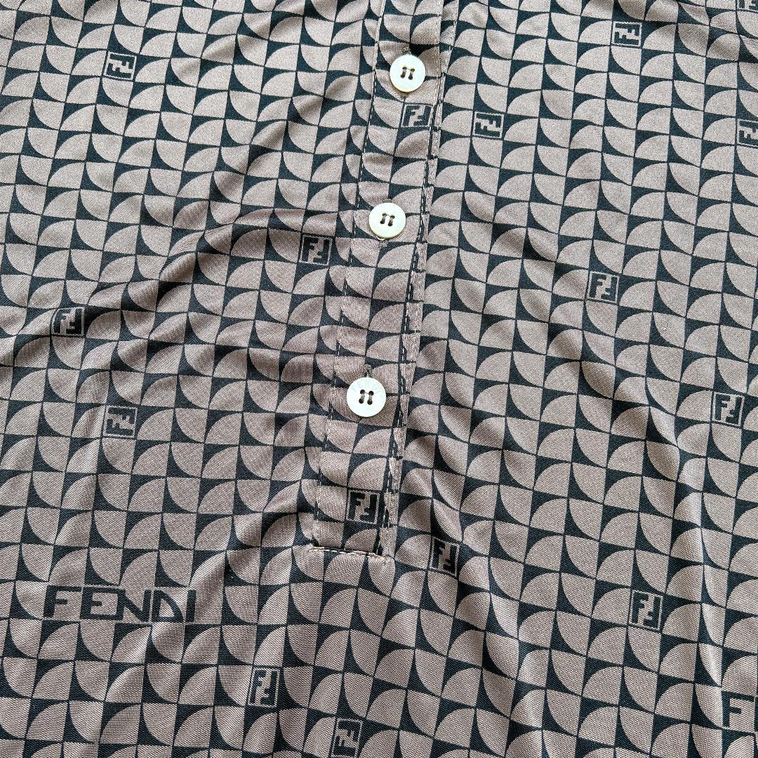 FENDI 半袖 カットソー ポロシャツ ストレッチ 総ロゴ 44 L