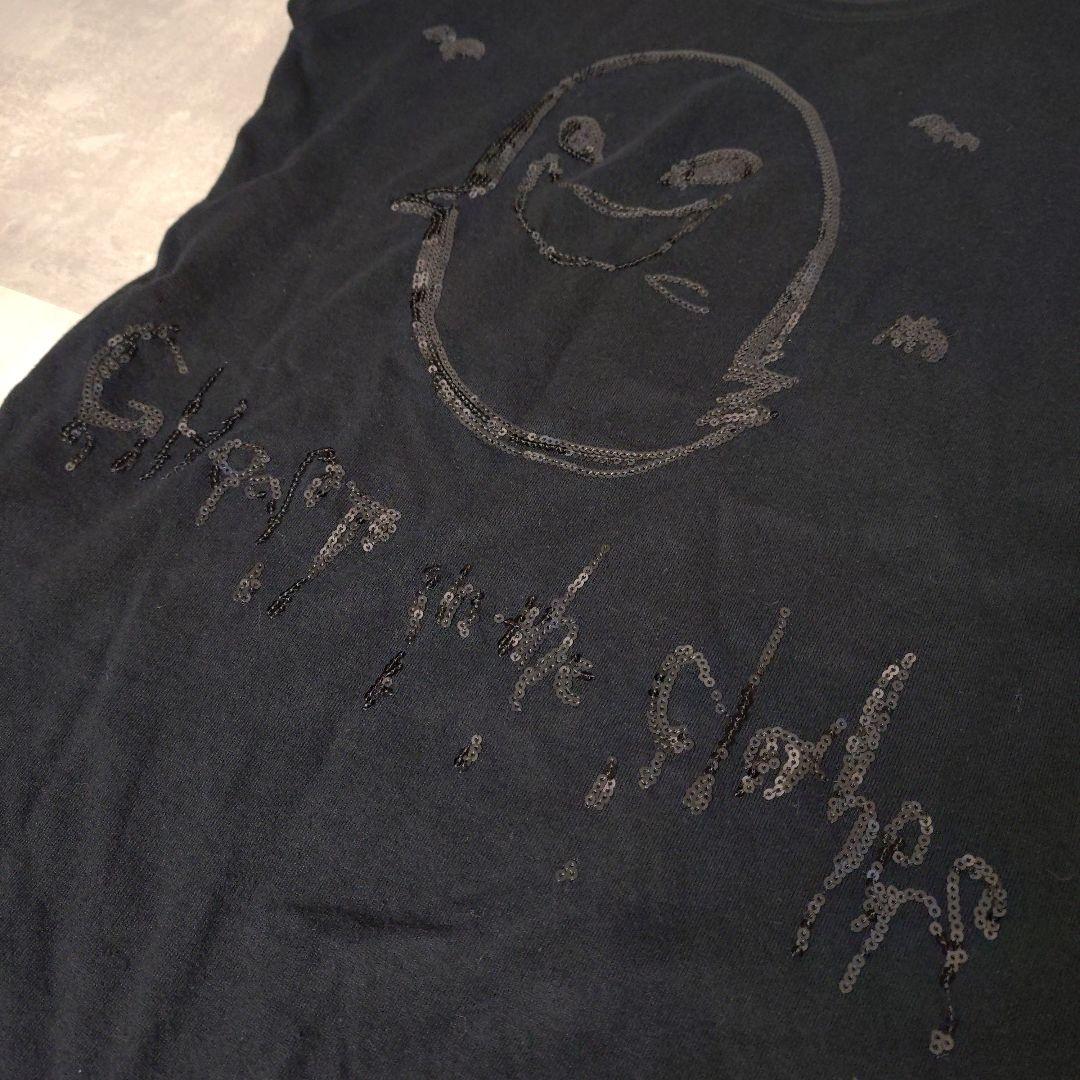 イッセイミヤケ Tシャツ カットソー スパンコール オバケ ブラック 黒