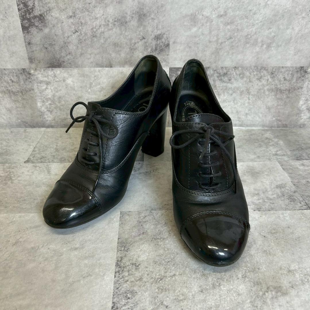 TOD'S　イタリア製 レザー レースアップブーティ 太ヒール RG329