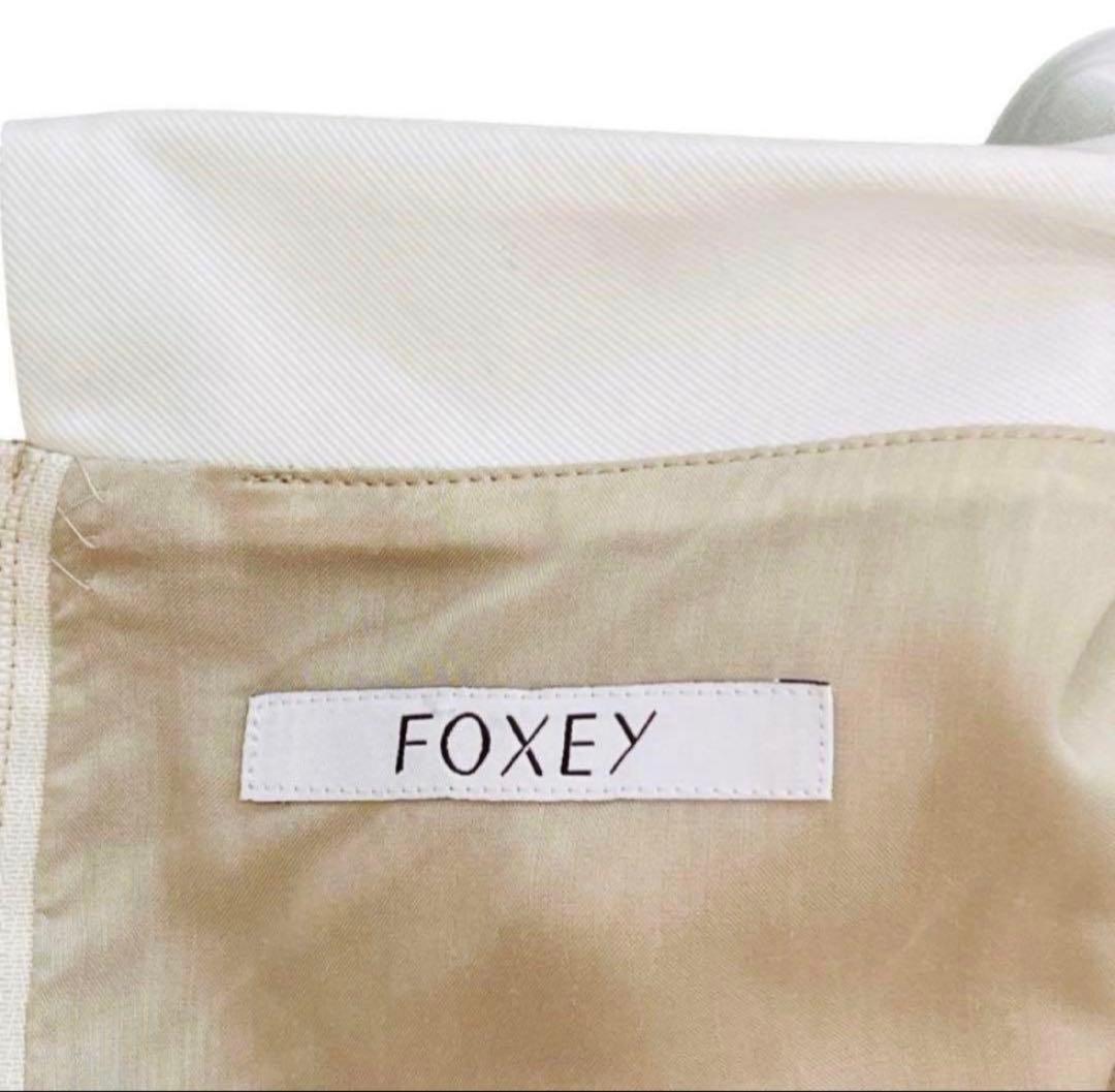 美品 FOXEY フォクシー リネン Aラインワンピース 38 ベージュ