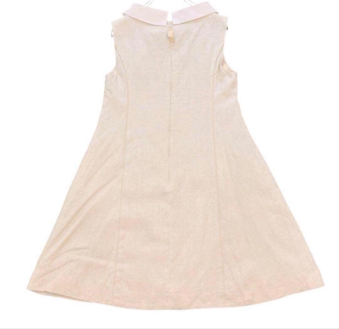 美品 FOXEY フォクシー リネン Aラインワンピース 38 ベージュ