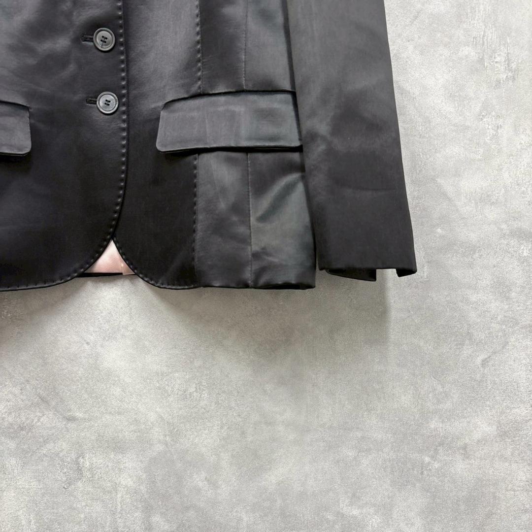 Max Mara ブラックサテン 光沢 テーラードジャケット N2475