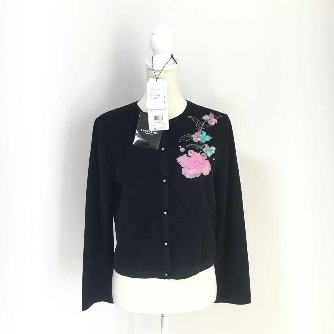 新作美品　LEONARD レオナール　美しい刺繍　タグ付　カーディガン　40