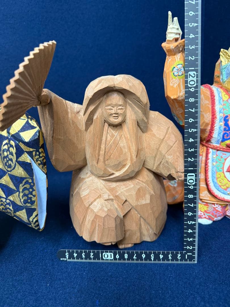 木彫 能人形 春日龍神 歌舞伎 在銘 3体 セット まとめ 奈良一刀彫