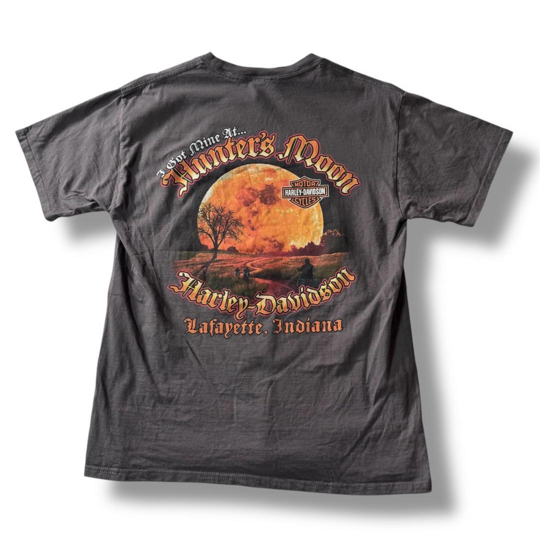 ハーレーダビッドソン ナンバーワン Tシャツ フェード グレー 古着 両面