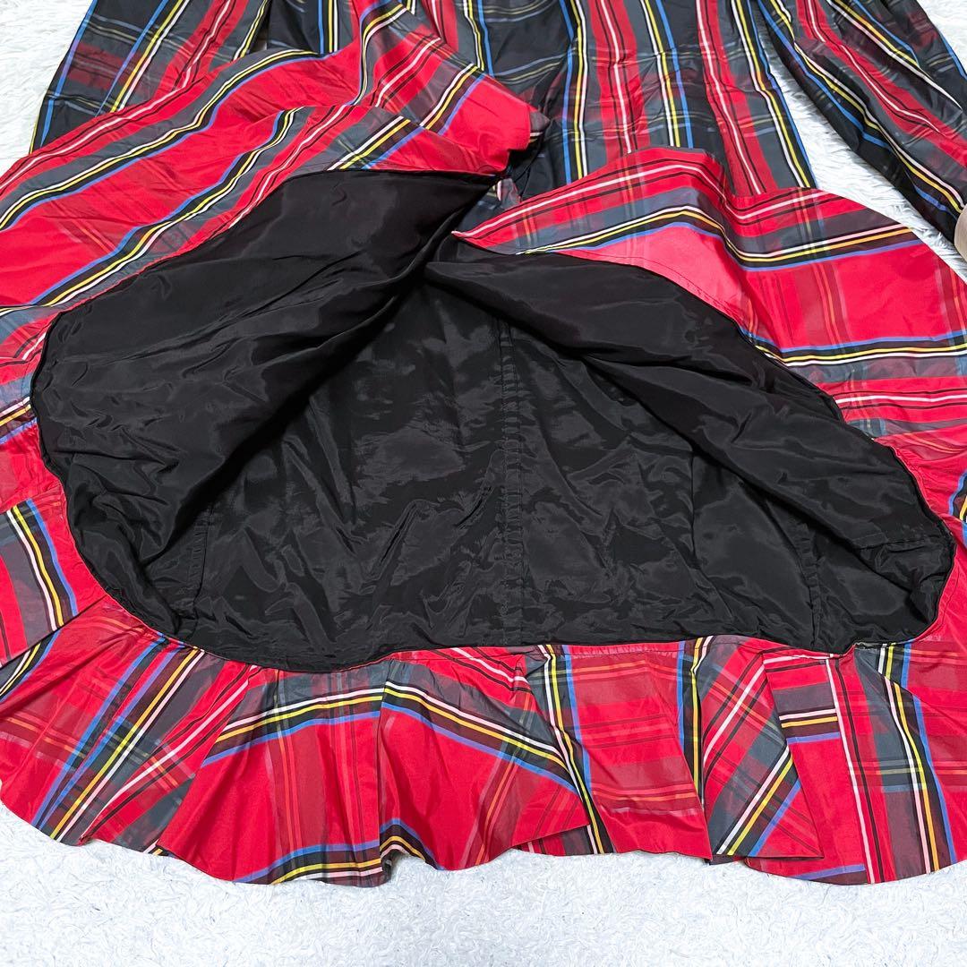 モスキーノ フリル変形 チェック 長袖シャツ ワンピース ドレス 42 L〜XL