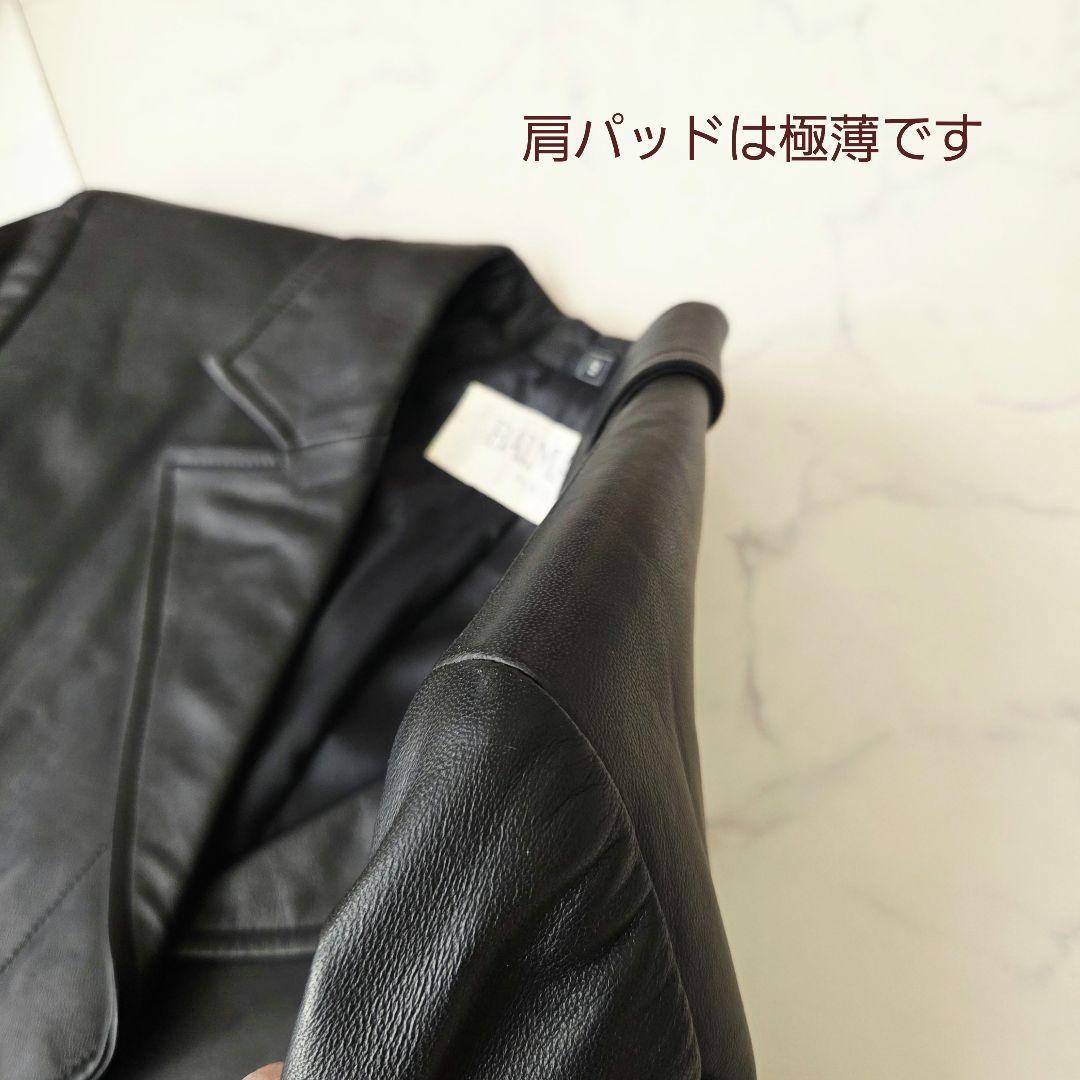 美品✨️ 北川製 BALMAIN バルマン ラムレザー ロングコート 黒 9号