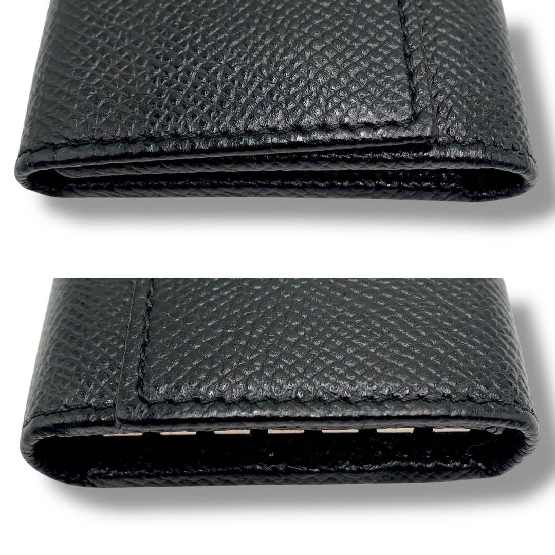 美品✨ブルガリ サークルロゴ キーケース 6連 レザー 黒 シルバー金具