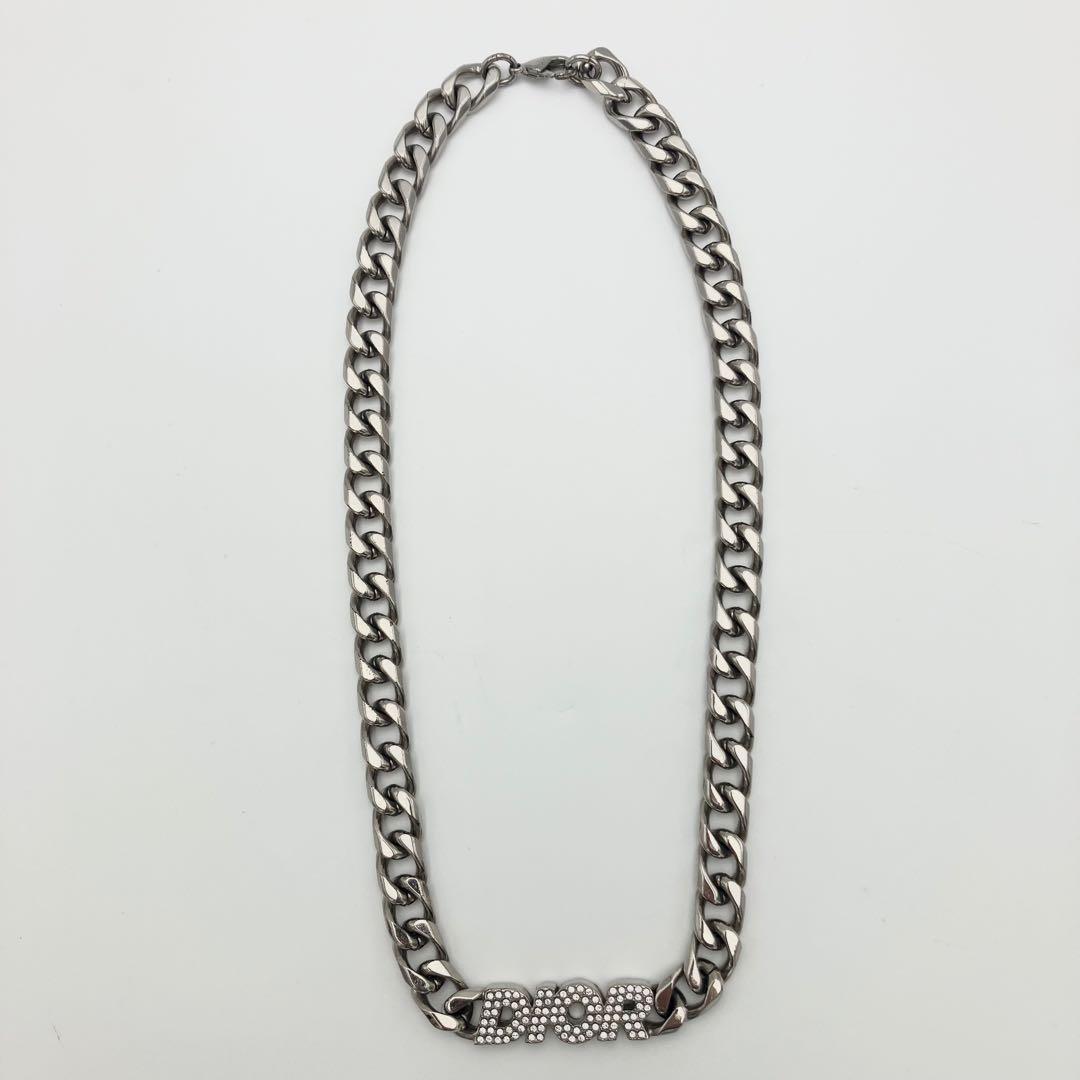 美品/現行✨ DIOR チェーンリンク ネックレス 喜平 ラインストーン 大ぶり