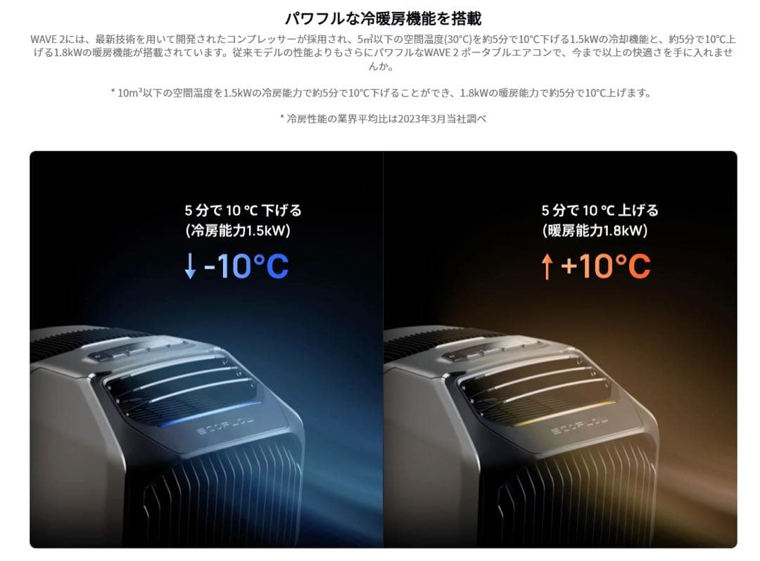 ecoflow wave2 ポータブルエアコン　冷房＆暖房両用