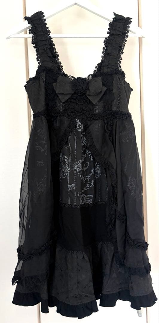 h.NAOTO FRILL ジャンパースカート　ロリィタ　ワンピース　黒　フリル