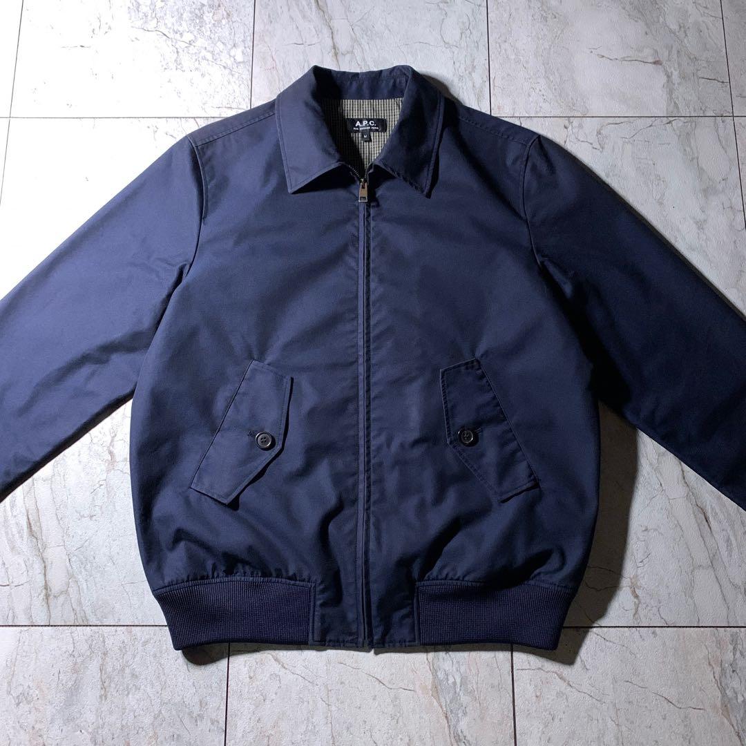 A.P.C. 短丈 ギャバジン スイングトップ ハリントンジャケット ネイビー