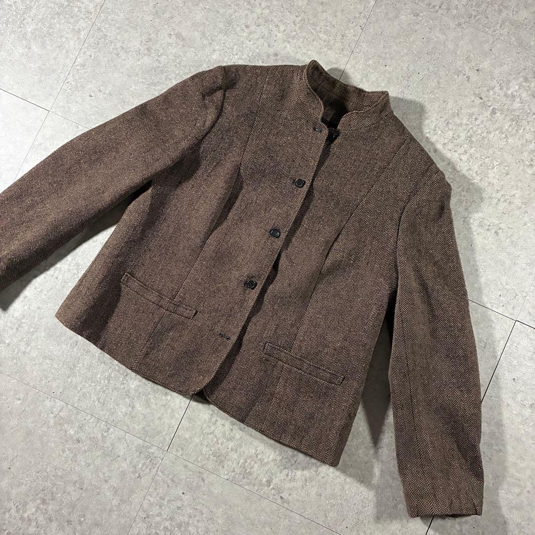 70s PENDLETONペンドルトン ウールヘリンボーンジャケット短丈ブラウン
