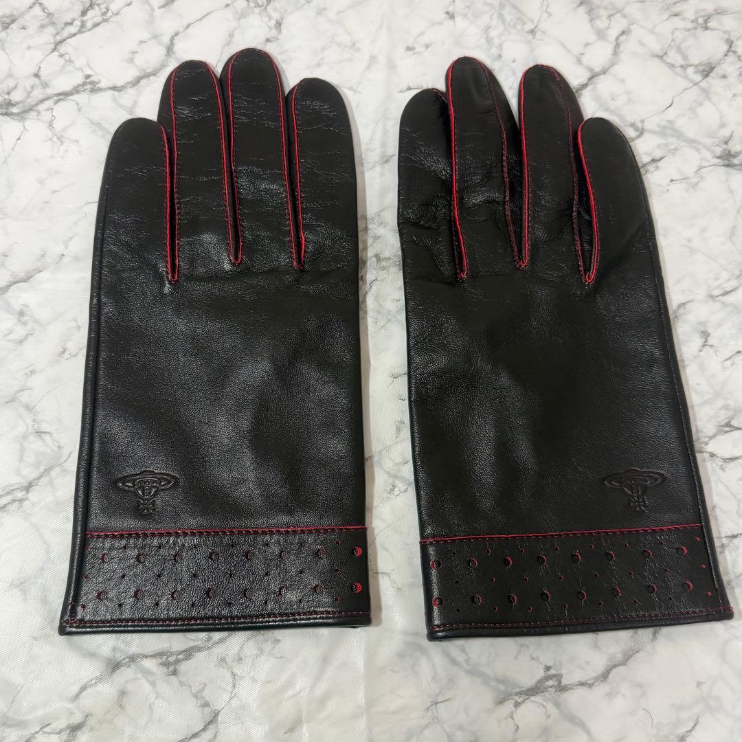 【希少】Vivienne Westwood ヴィヴィアン　羊革手袋　黒色　赤刺繍