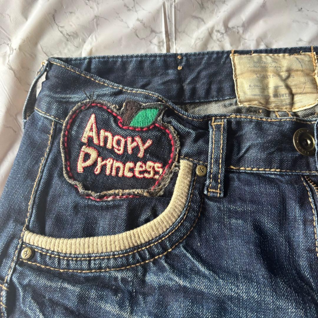 ロリータジーンズ　白雪姫 ワッペン　刺繍 ダメージ加工 デニム　Y2K M