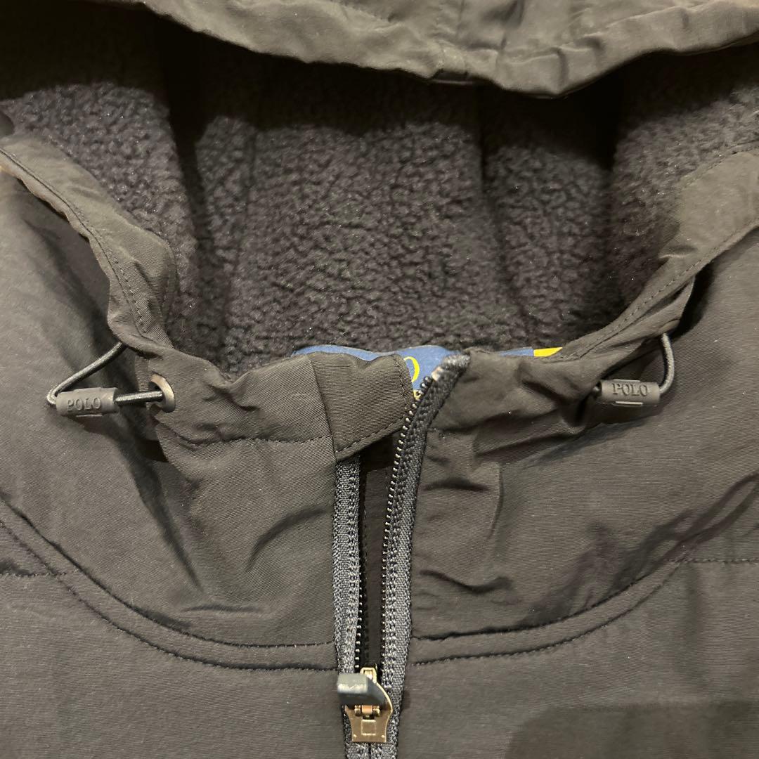 【極美品】 POLO RALPH LAUREN 裏ボア付きフードパーカーネイビー