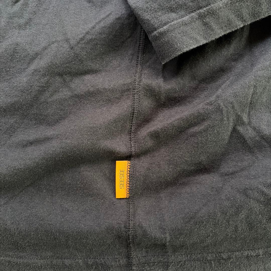 最終値下げSEE SEE刺繍ロゴブラック オーバーサイズTシャツ