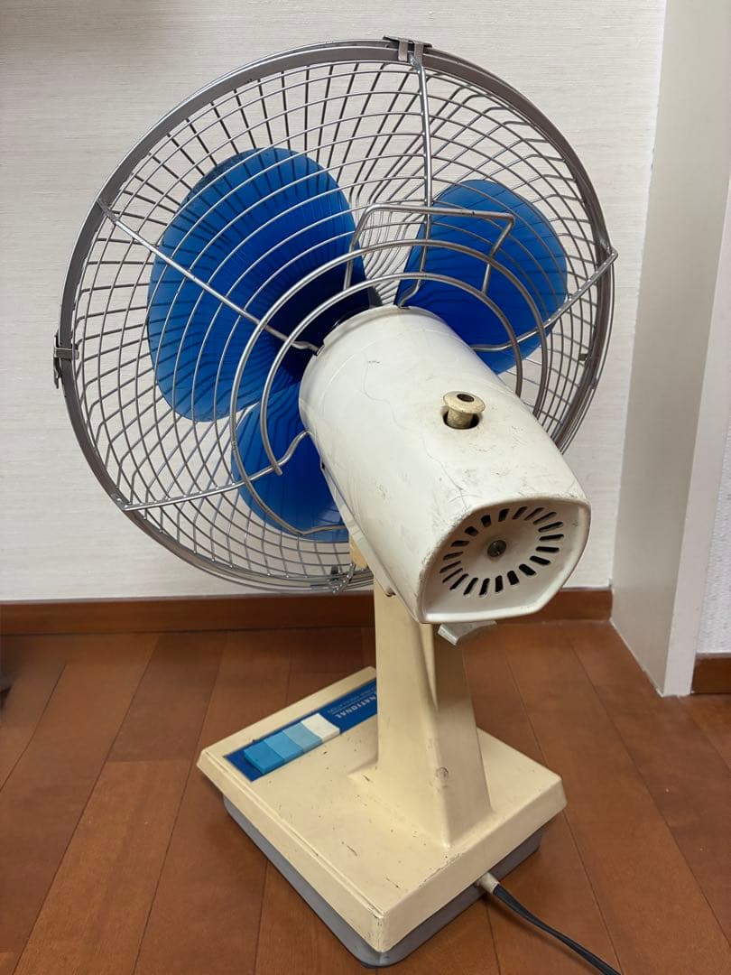 昭和レトロ National 扇風機 青羽根 ダブル首振り 動作品