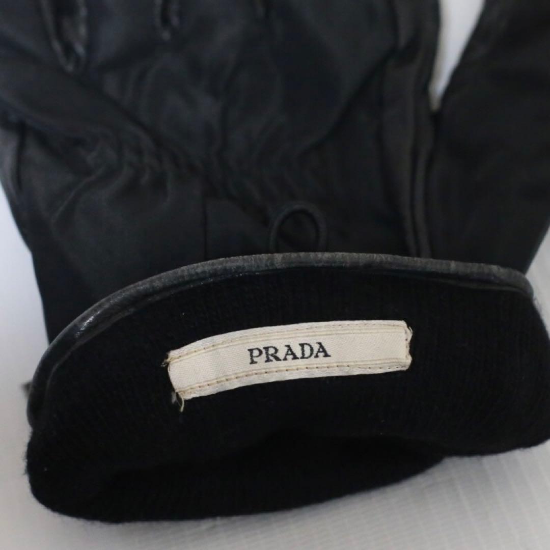 小物 90s PRADA nylon leather glove