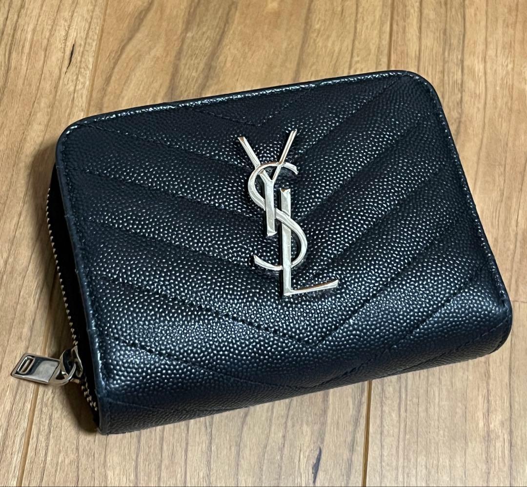 イヴサンローラン　YSL ラウンドジップ 財布　二つ折り ブラック