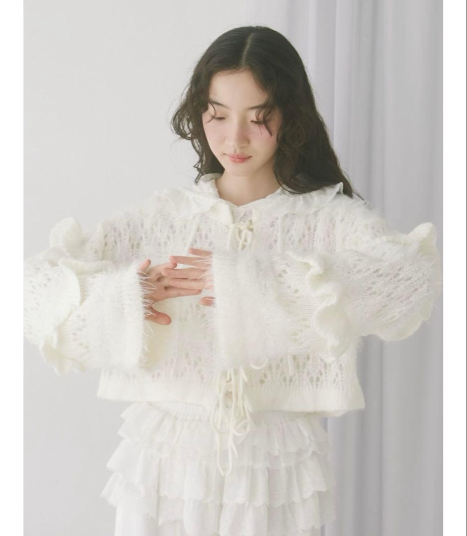 merryjenny fluffy border cardigan 村川緋杏着用