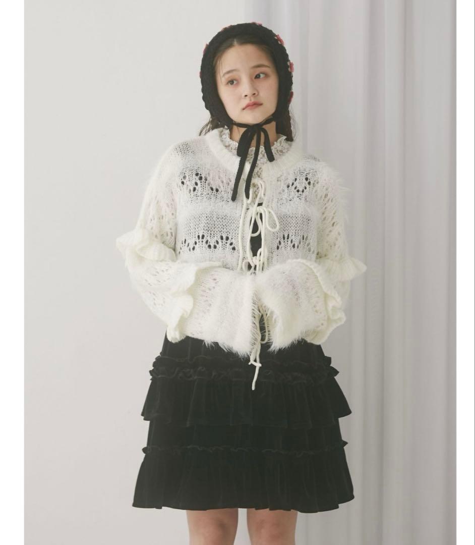 merryjenny fluffy border cardigan 村川緋杏着用