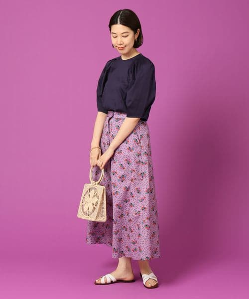IENA LA BOUCLE コットン フラワー プリント スカート 36