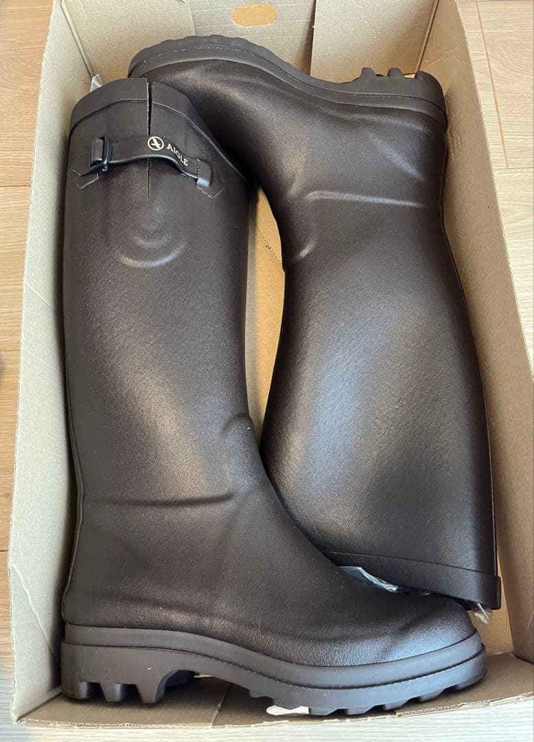 AIGLE ダークブラウン ロングブーツ 37