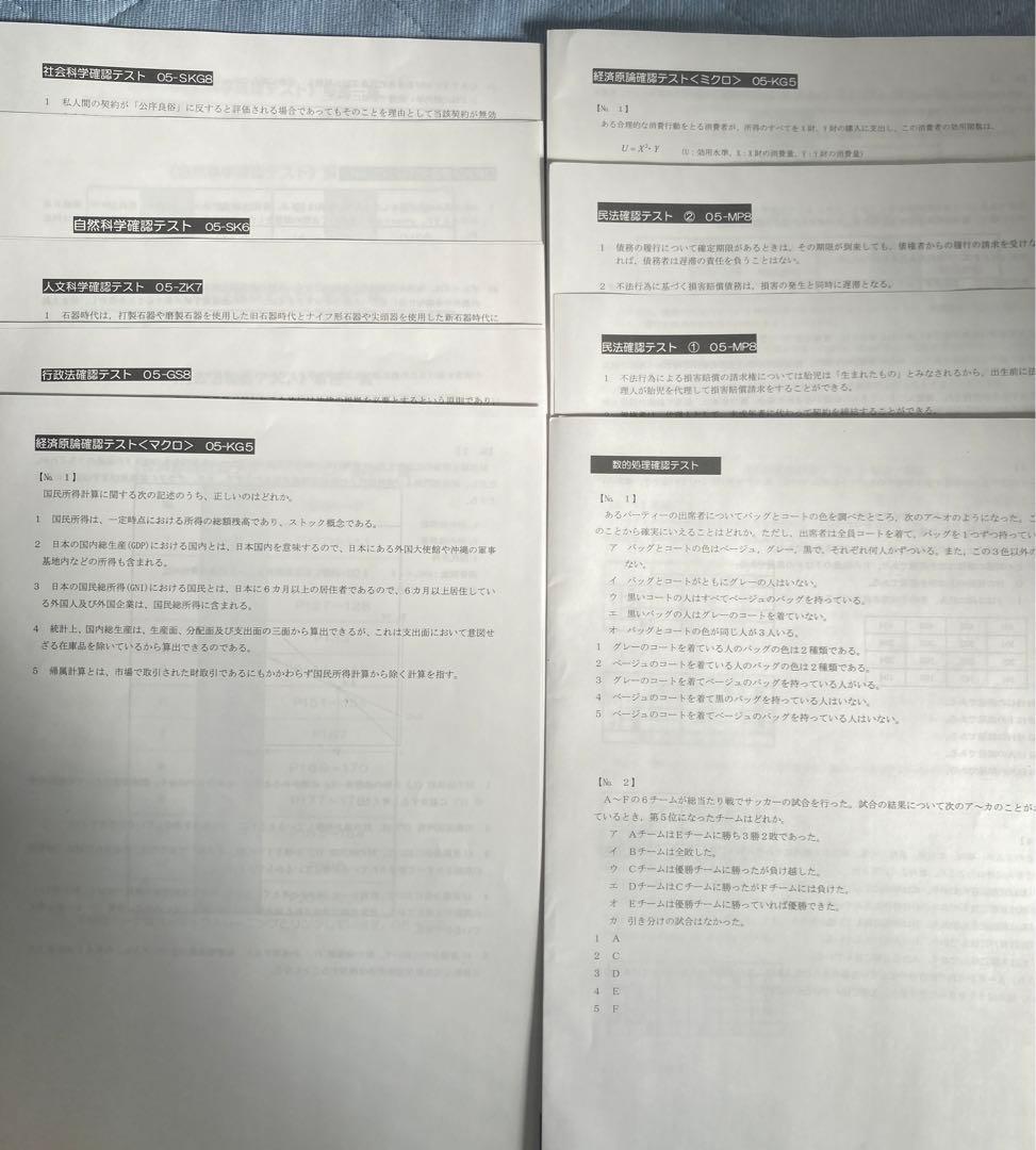 公務員試験　模擬試験 テスト　回答解説 マークシート答案用紙付き 国家一般職