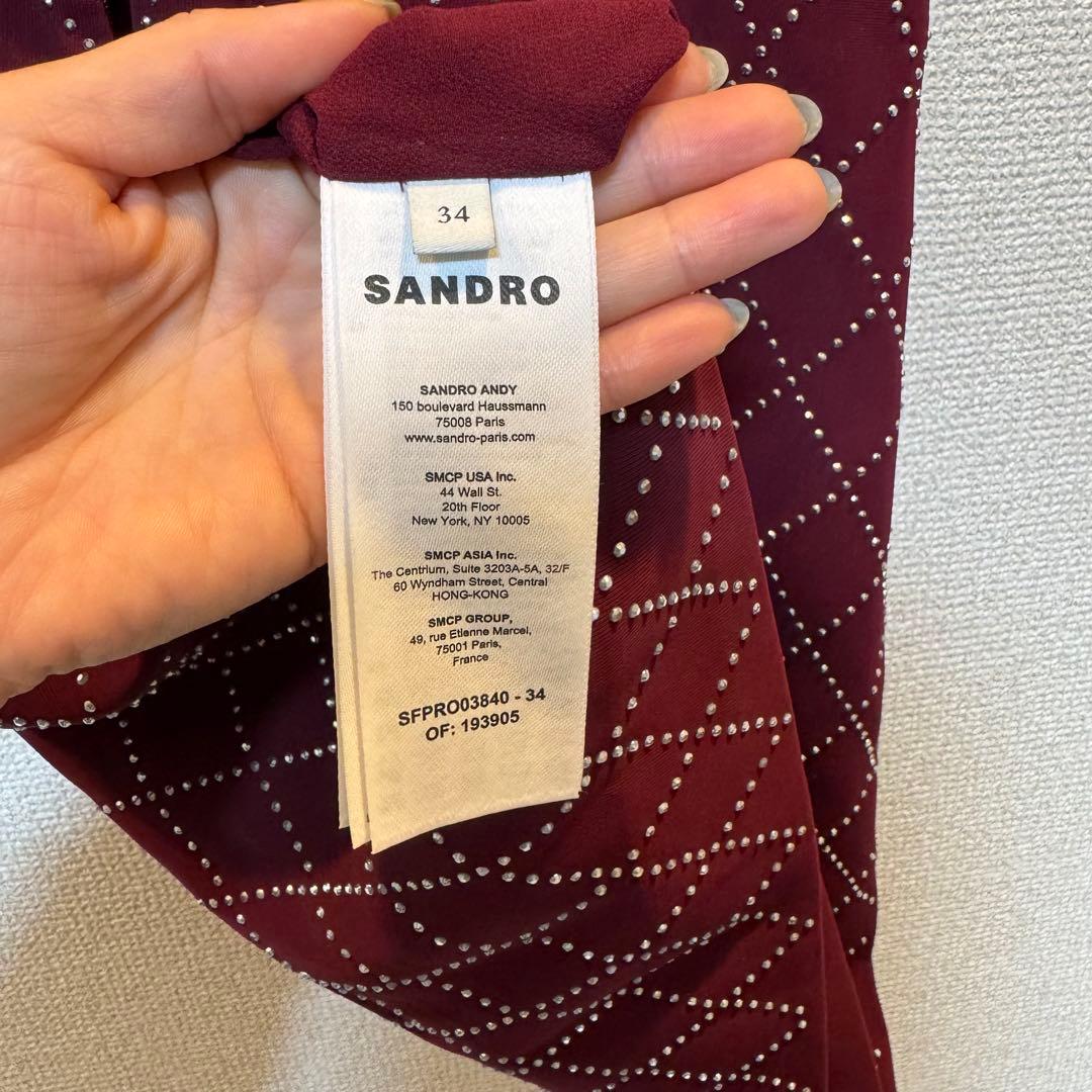【美品】28日まで大特価SANDRO ワインレッド ノースリーブワンピース 34