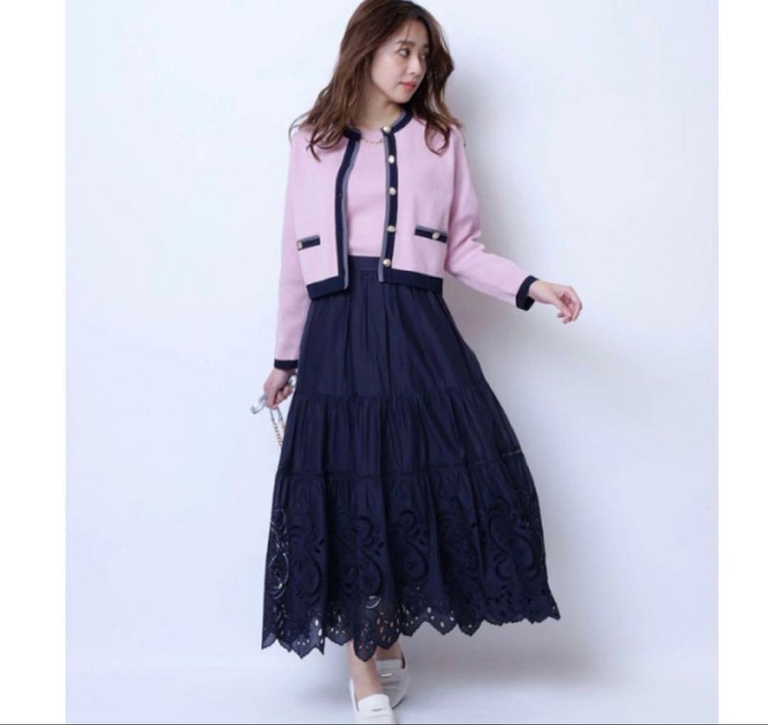 ジャスグリッティー　配色クルーカーデアンサンブル　herlipto anuans