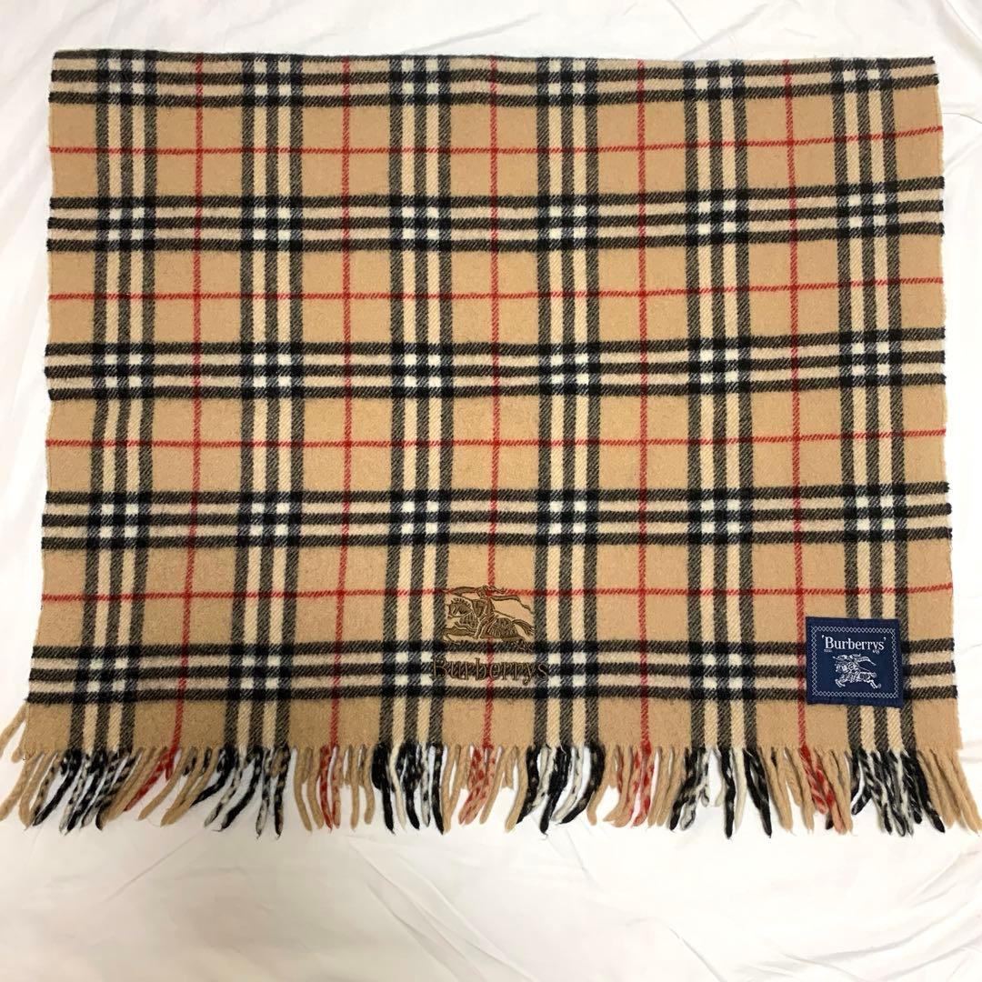 【美品】バーバリー ノバチェック 大判 ホースロゴ ストール ブランケット