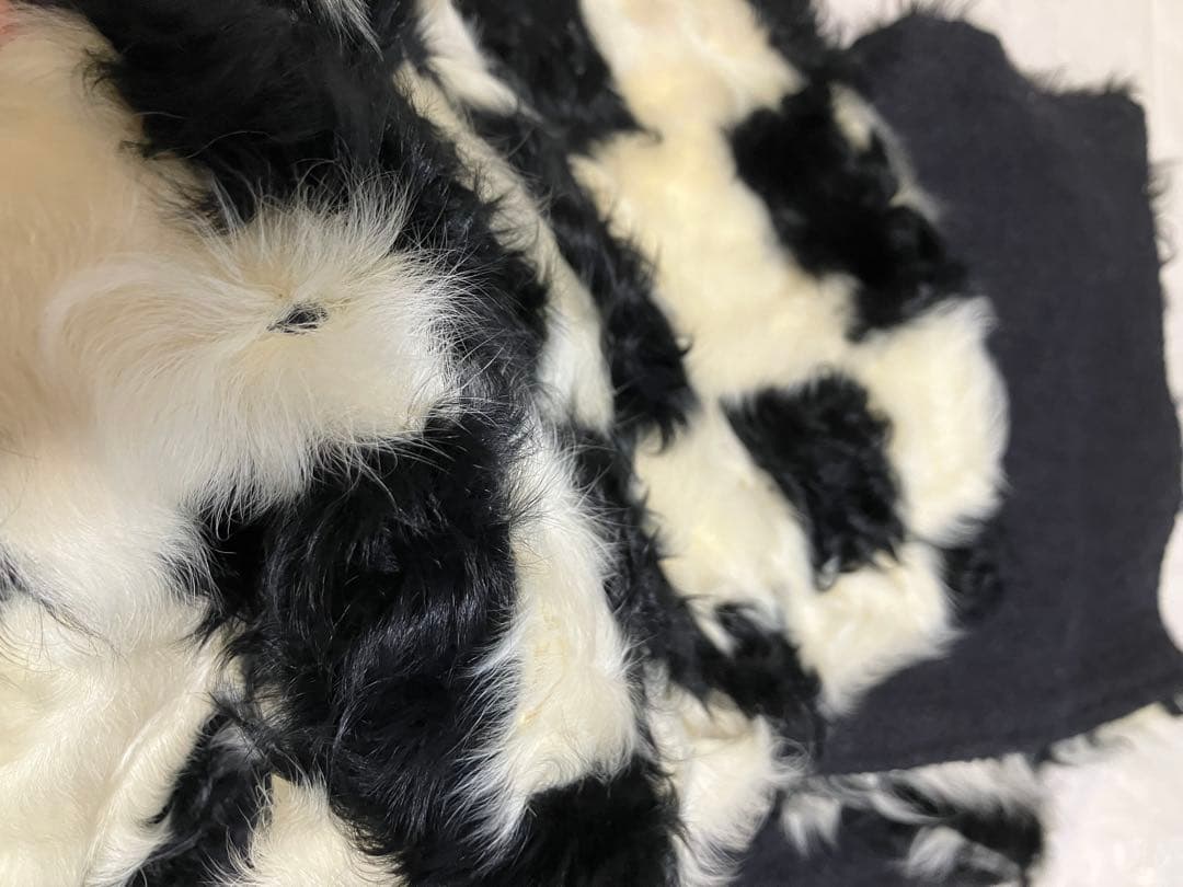 dries van noten ファーストール　白黒チェック