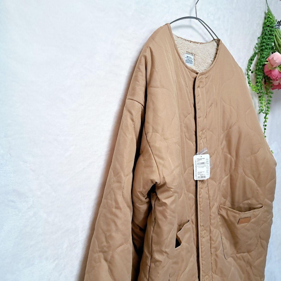 【新品未使用】ROXY ロキシー ロングボアコート キルティング ベージュ L