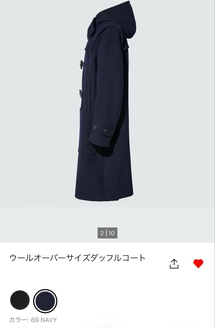 +J ウールオーバーサイズダッフルコートM ネイビー