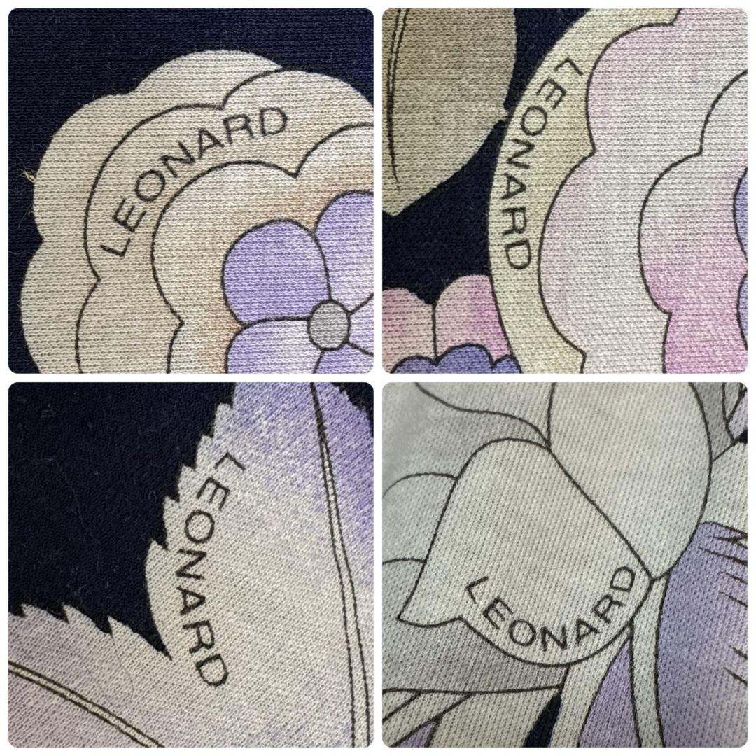LEONARD レオナール カットソー トップス 花柄 紺 M 日本製