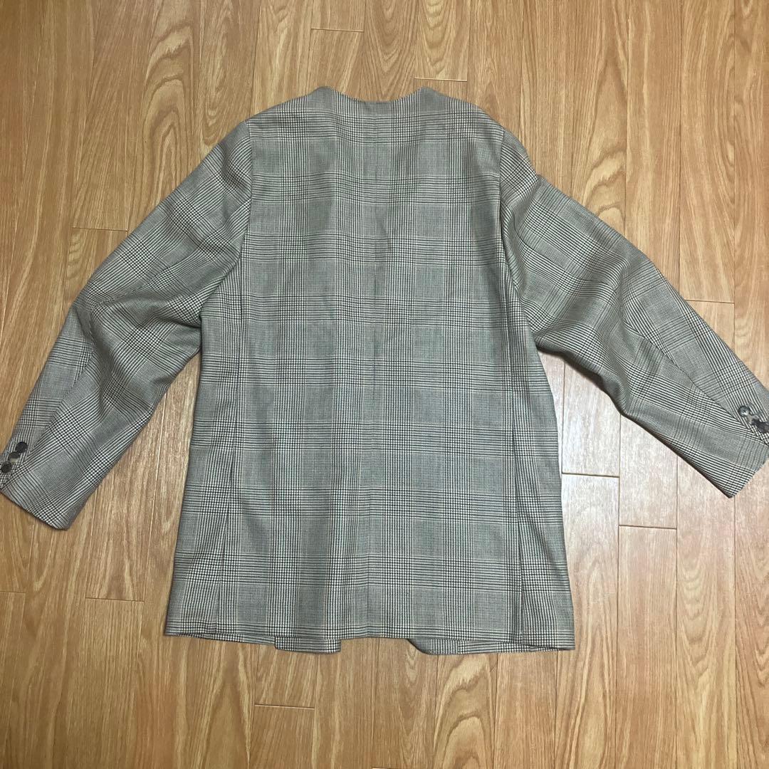 COUTURE D'ADAM茶グレンチェック ダブルブレストジャケット 36