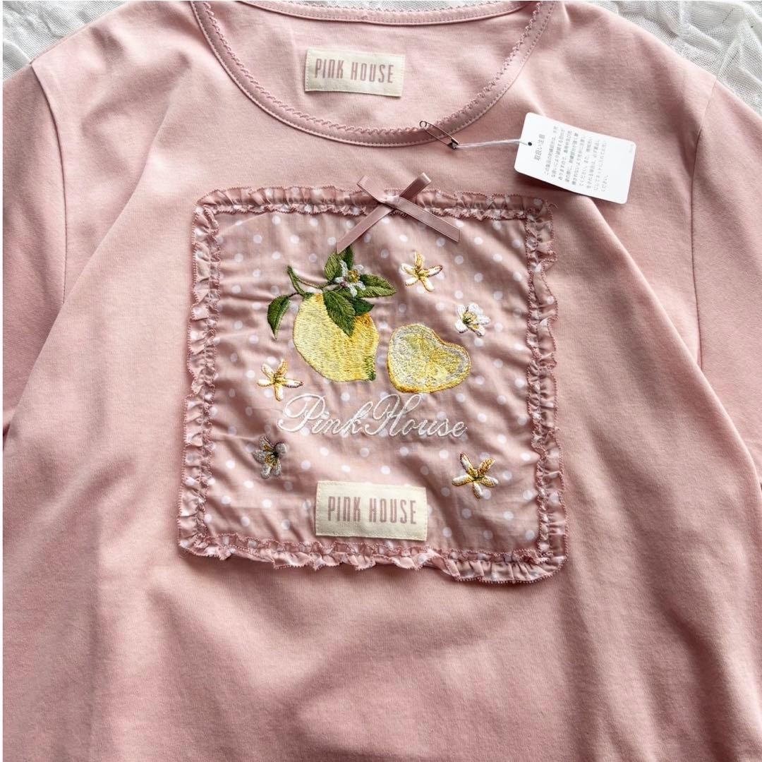 【新品未使用】 ピンクハウス 刺繍ロゴレースTシャツ 近年モデル プルオーバー