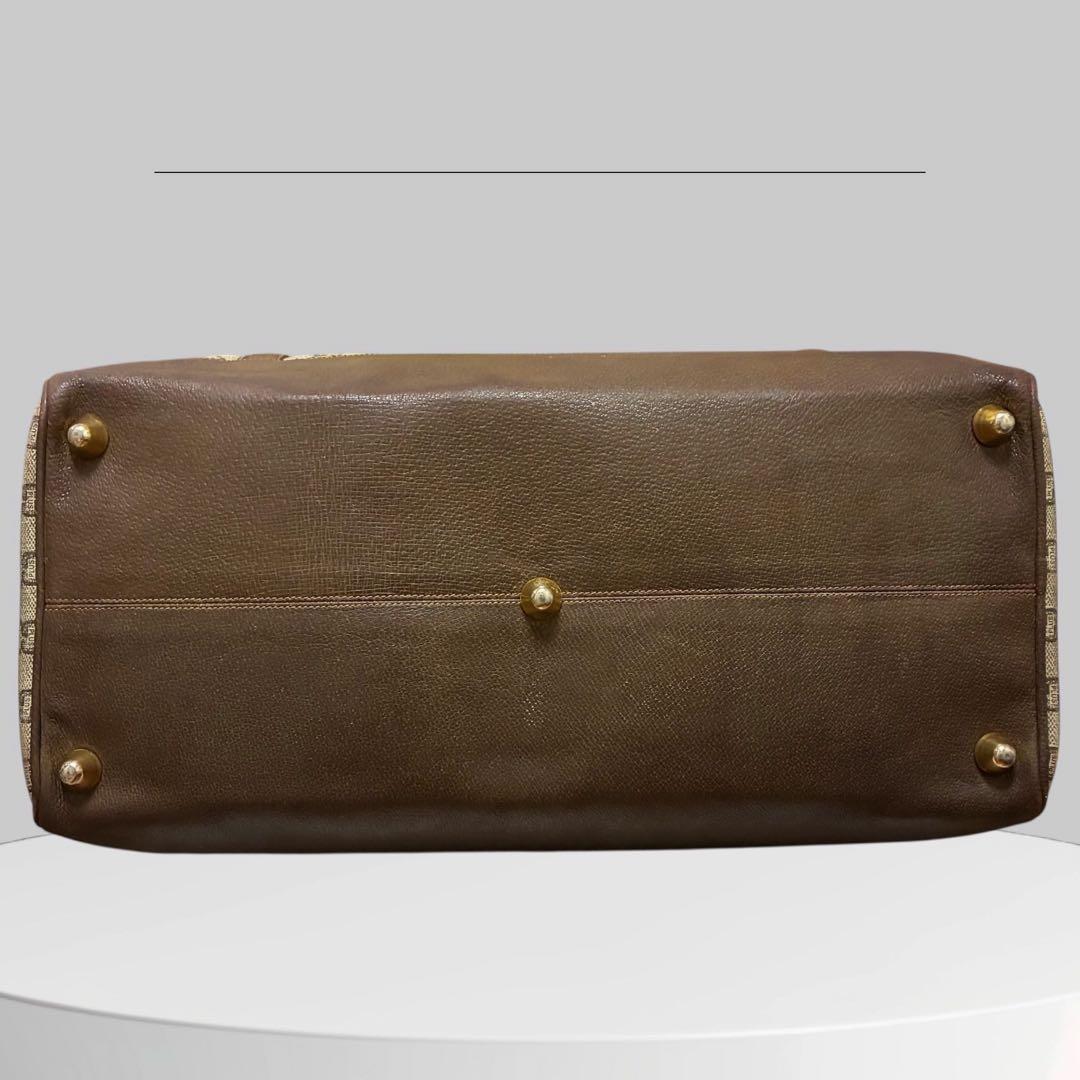 美品【GUCCI】ボストンバッグGGプラス オールドグッチ 南京錠 PVCレザー