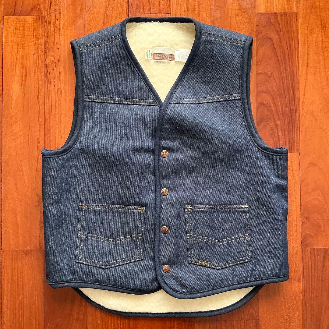 希少 未使用美品70s ROEBUCKS デニム ボアベストシアーズ sizeM