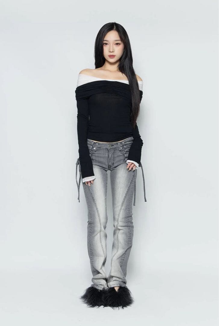 ‼️完売品‼️theredthread S lace up denim M