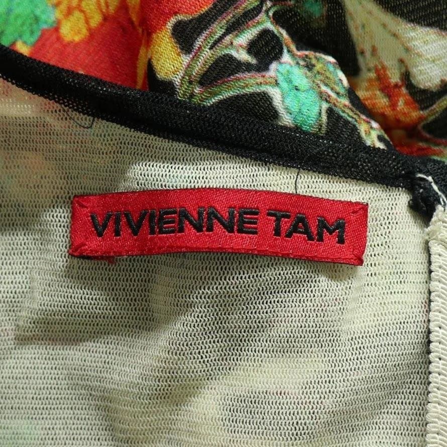 Vivienne Tam 花柄 フローラル レース切替 長袖ワンピース 38