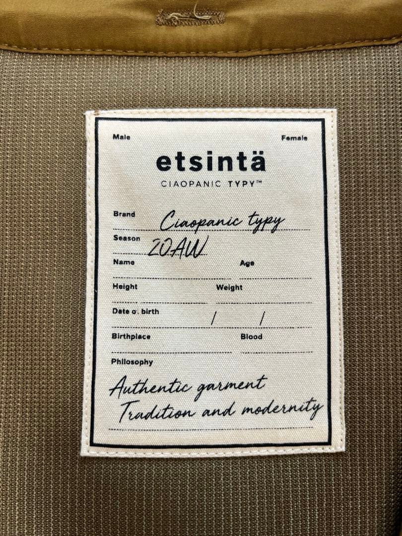 美品 etsinta エシンタファー切替ジャケット　CIAOPANIC TYPY
