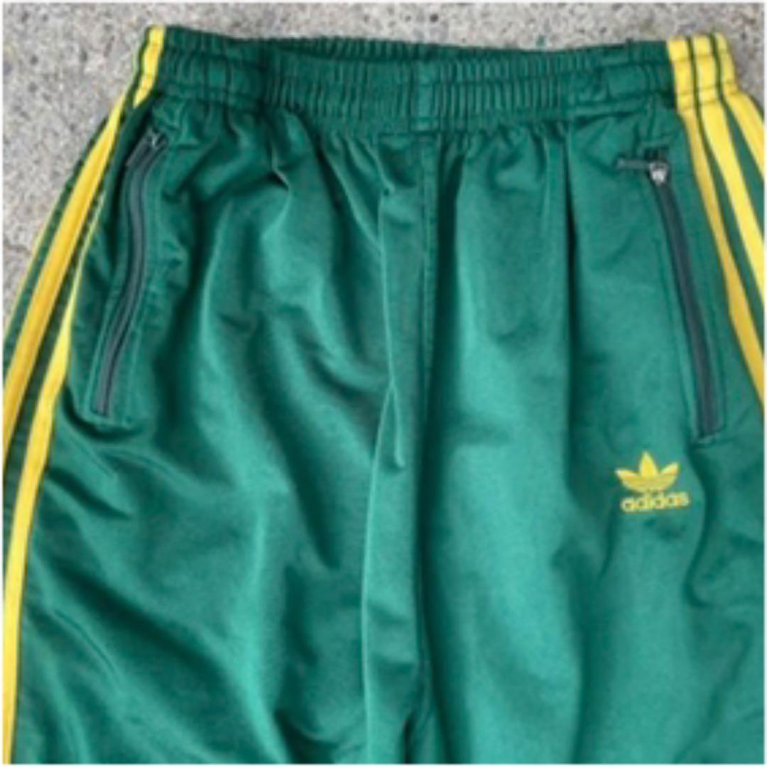 激レア 80’s vintage アディダス トラックパンツ　緑　黄色