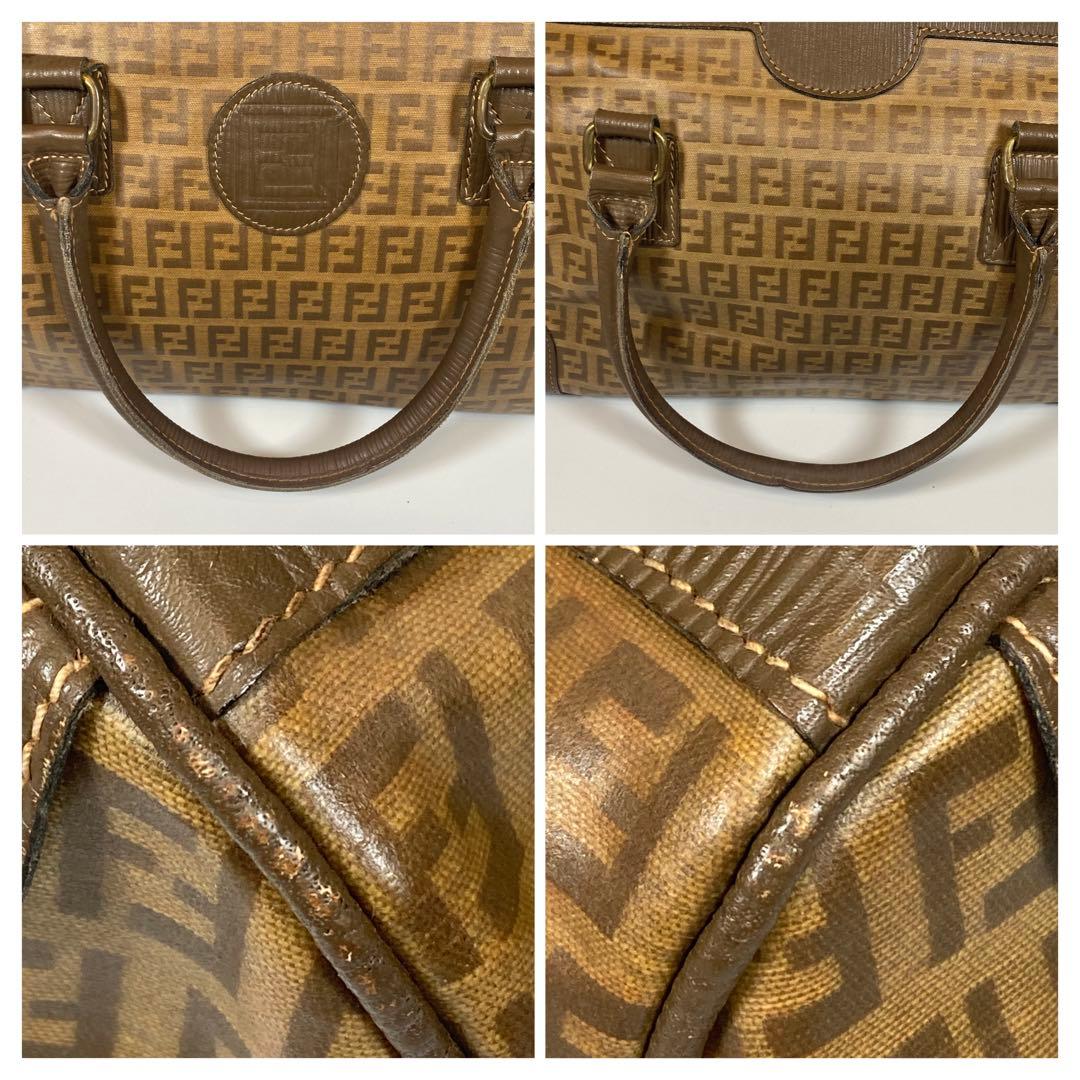 FENDI フェンディ ミニボストンバッグ エナメル ズッキーノ ブラウン